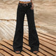 Women's wide leg cargo trousers with high waist, belt and side pockets