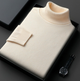 Plain ribbed turtleneck sweater folded in a presentation box