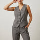 Women's sleeveless V-neck button front waistcoat with welt pockets