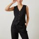 Women's sleeveless V-neck button front waistcoat with welt pockets