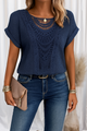 Women's Round Neck Lace Top in Beige - View 2 | Bellmere
