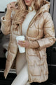 Women's long hooded quilted puffer jacket
