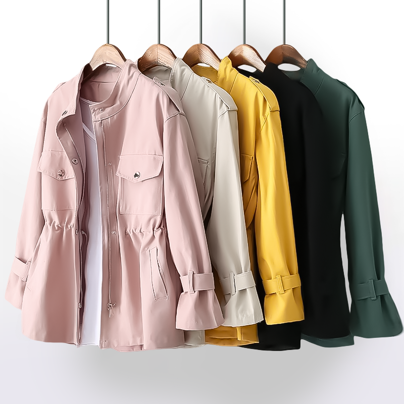 Women's hooded water-resistant rain coat