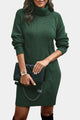 Women's textured cable knit turtleneck sweater dress with long sleeves