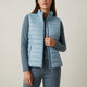 Women's quilted sleeveless puffer vest with stand collar and front zip