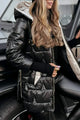 Women's long hooded quilted puffer jacket