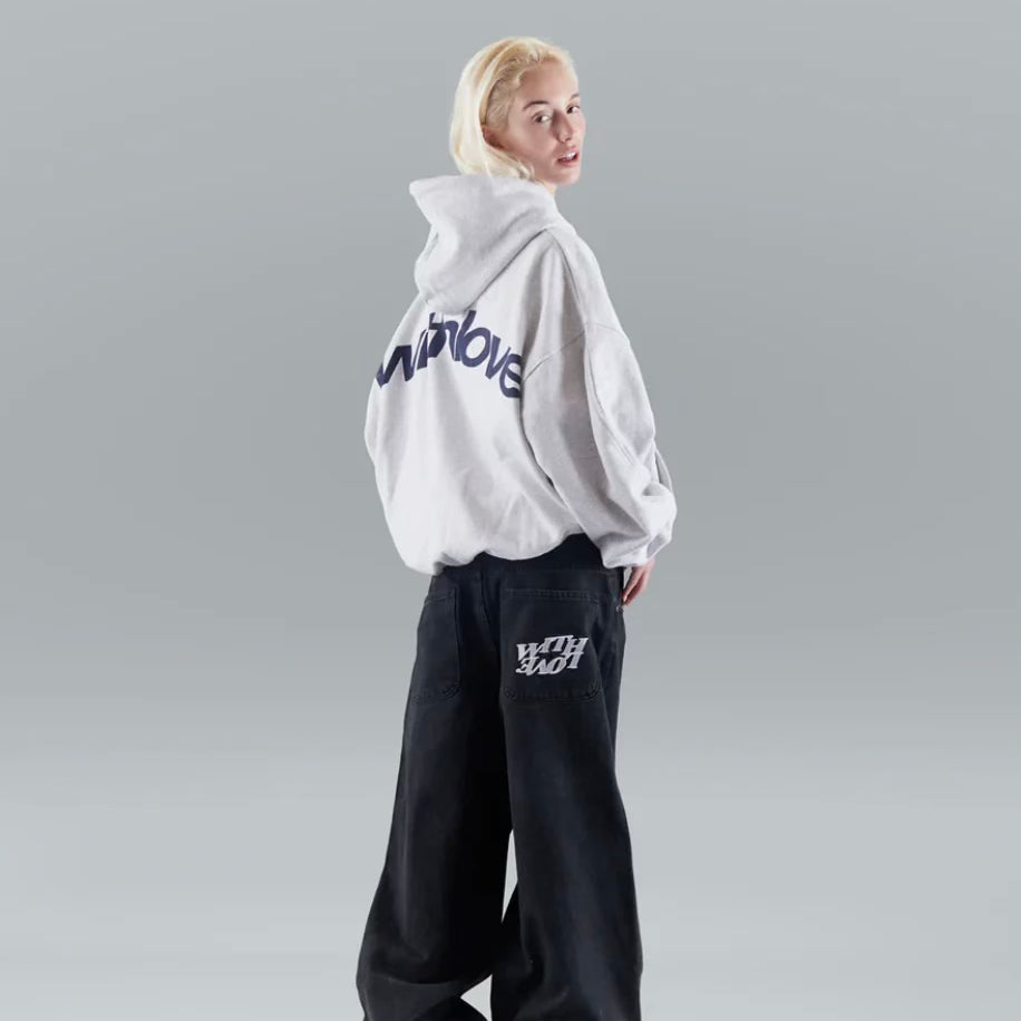 Oversized hooded sweatshirt with With Love back print