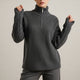 Women's ribbed knit half-zip sweater with high collar and long sleeves