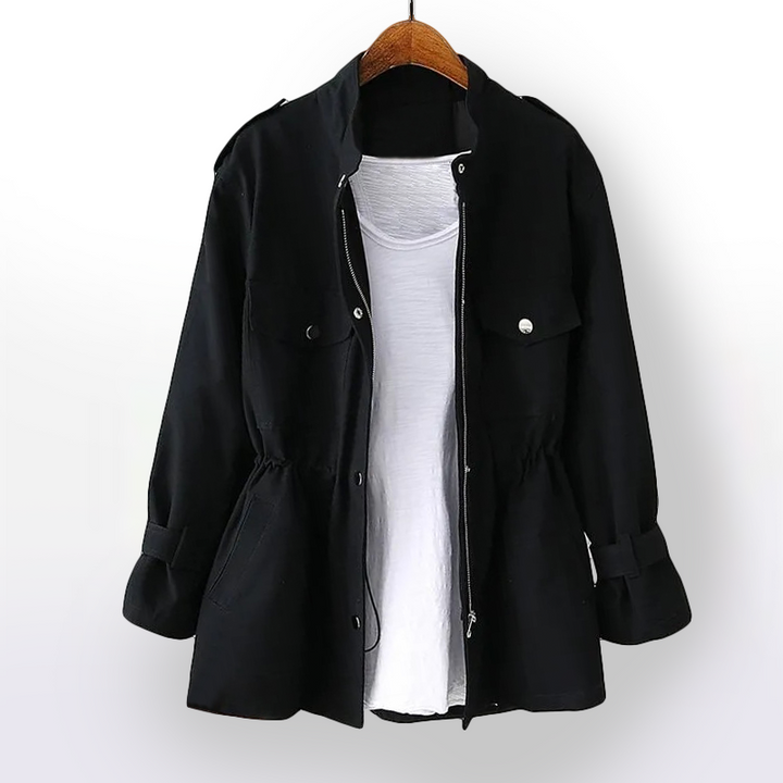 Women's hooded water-resistant rain coat