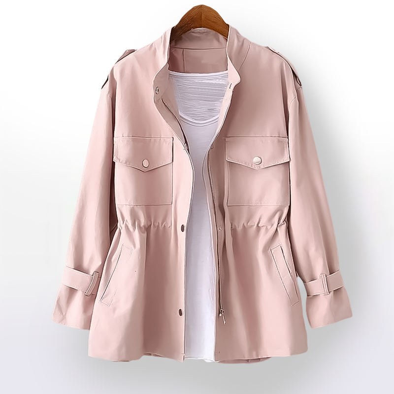 Women's hooded water-resistant rain coat