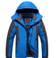 Men's hooded winter coat with contrast panels and zip front