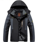 Men's hooded winter coat with contrast panels and zip front