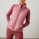 Women's quilted sleeveless puffer vest with stand collar and front zip