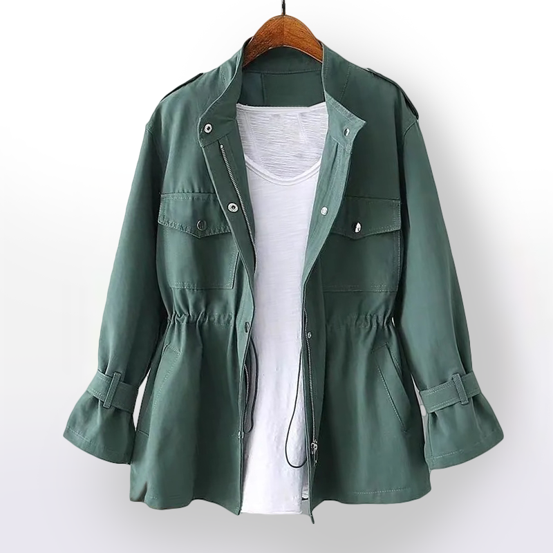 Women's hooded water-resistant rain coat