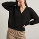 Women's ribbed knit cardigan with V-neck, long sleeves and button front