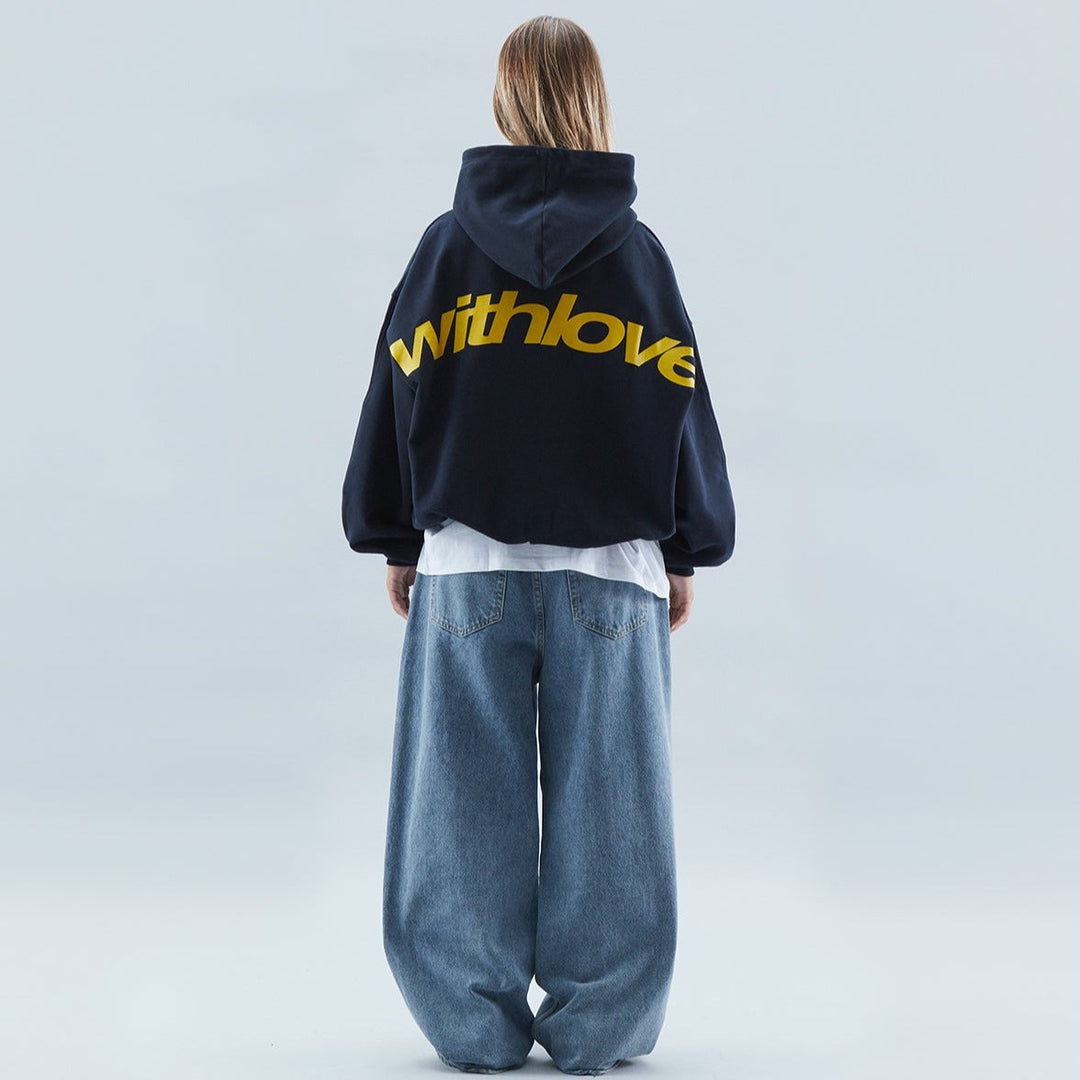 Oversized hooded sweatshirt with With Love back print