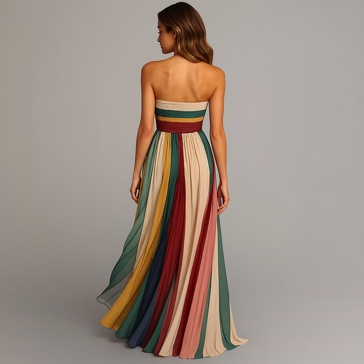Women's Strapless Pleated Maxi Dress - View 4 | Bellmere