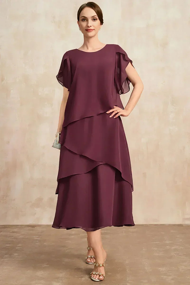 Women's Classic Chiffon Dress in Pink - View 3 | Bellmere