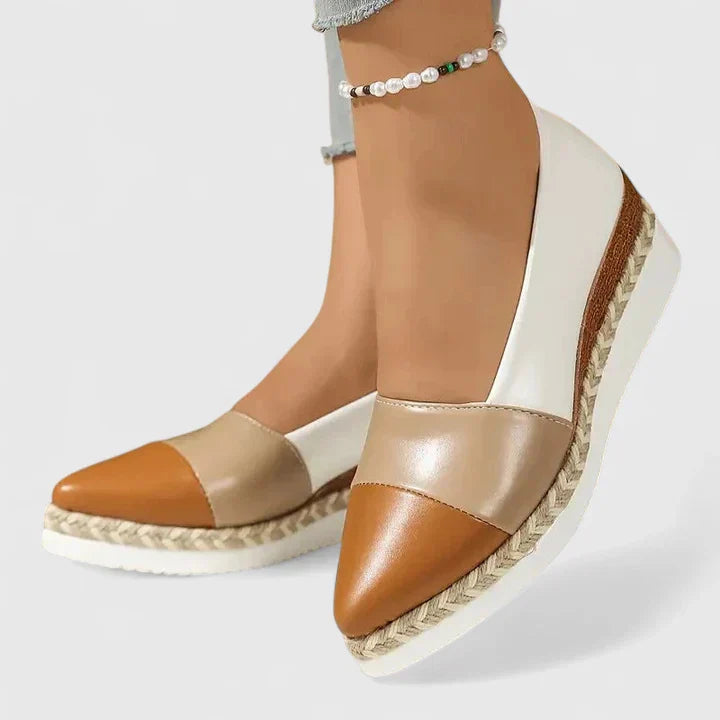 Enid | Women's Colour Block Espadrille Wedge Loafers Metallic