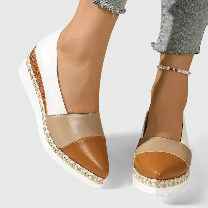 Enid | Women's Colour Block Espadrille Wedge Loafers Metallic