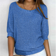 Women's relaxed textured knit sweater with a round neckline