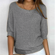 Women's relaxed textured knit sweater with a round neckline