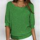 Women's relaxed textured knit sweater with a round neckline