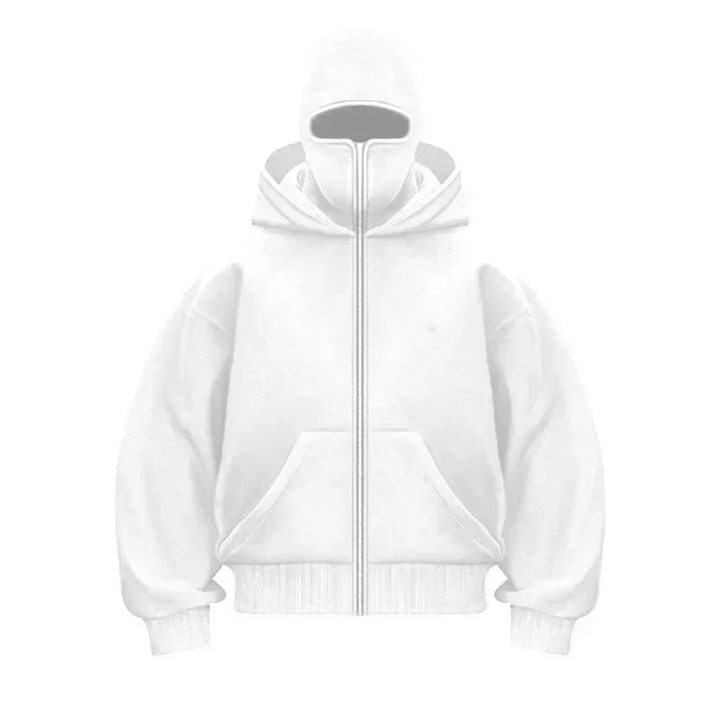 Unisex 3-in-1 tech hoodie with built-in face cover
