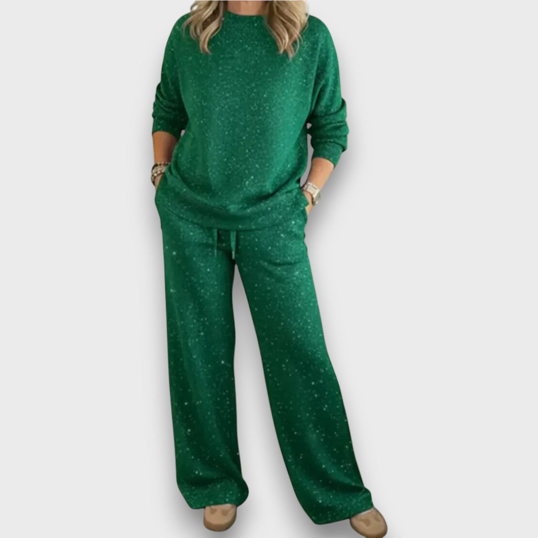 Women's Relaxed Two-Piece Lounge Set in Green | Bellmere