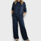 Women's Relaxed Two-Piece Lounge Set in Green - View 3 | Bellmere