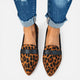 Women's pointed toe loafers with vamp strap and low heel