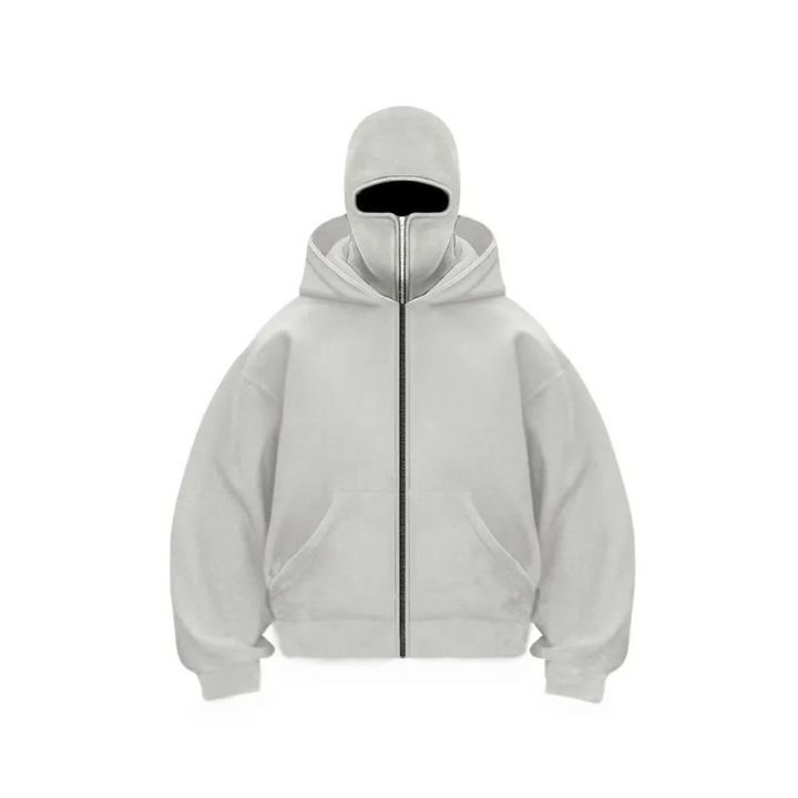 Unisex 3-in-1 tech hoodie with built-in face cover