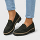 Women's slip-on loafers with round toe and chunky ridged sole