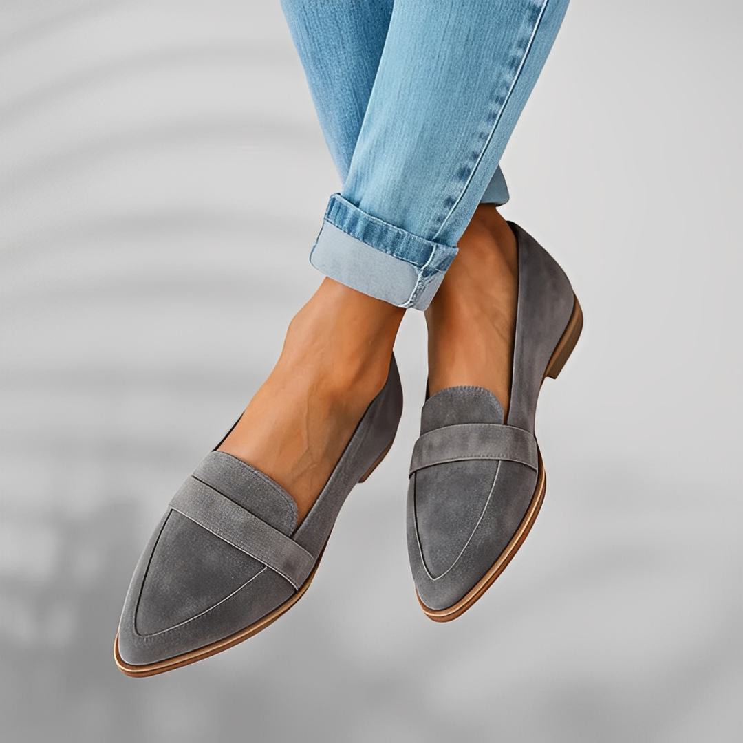 Women's Pointed Toe Suede Loafers, Slip-On Flats