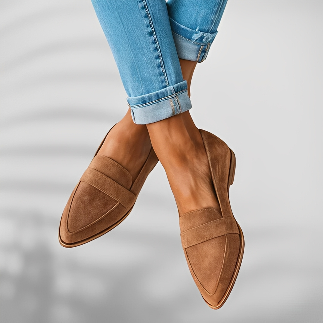 Women's Pointed Toe Suede Loafers, Slip-On Flats