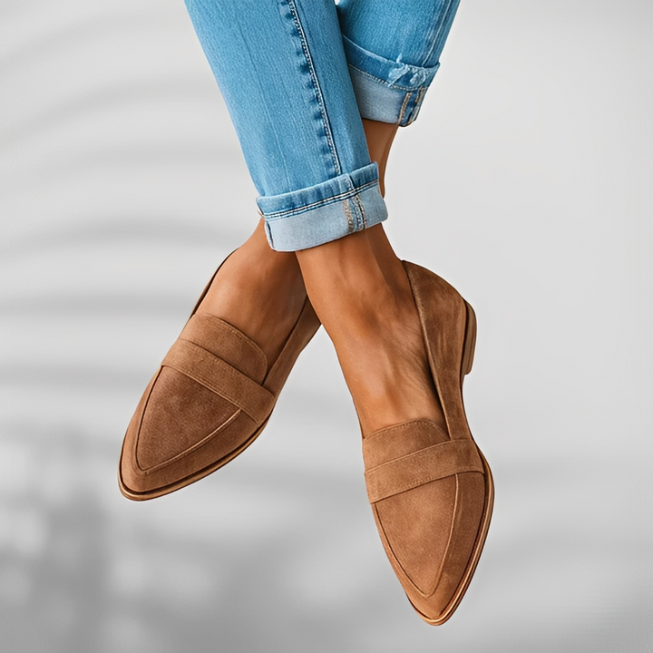 Women's Pointed Toe Suede Loafers, Slip-On Flats