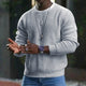Men's textured crew neck knit sweater with long sleeves and ribbed trims