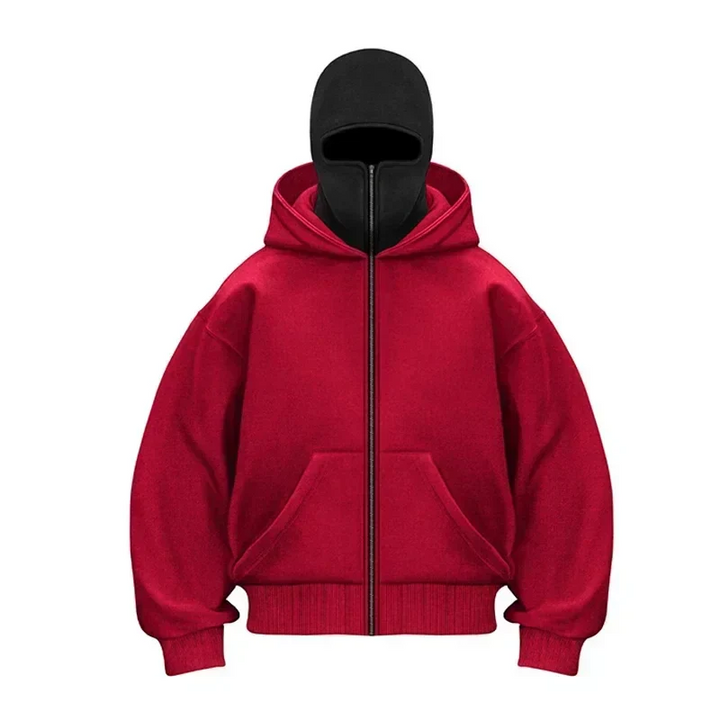 Unisex 3-in-1 tech hoodie with built-in face cover