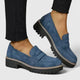Women's slip-on loafers with round toe and chunky ridged sole