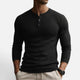 Men's ribbed long sleeve shirt with crew neckline and button placket