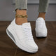 Women's platform lace-up sneakers with round toes