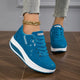 Women's platform lace-up sneakers with round toes