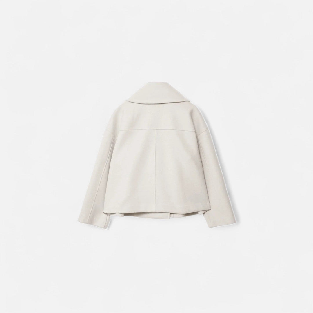Women's cropped double-breasted peacoat with notched lapels