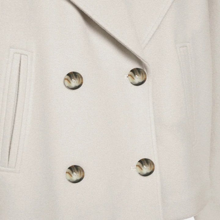 Women's cropped double-breasted peacoat with notched lapels