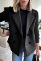 Women's structured blazer with notched lapels and ribbed long sleeves