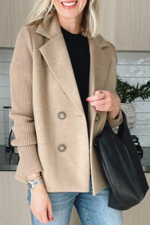 Women's structured blazer with notched lapels and ribbed long sleeves