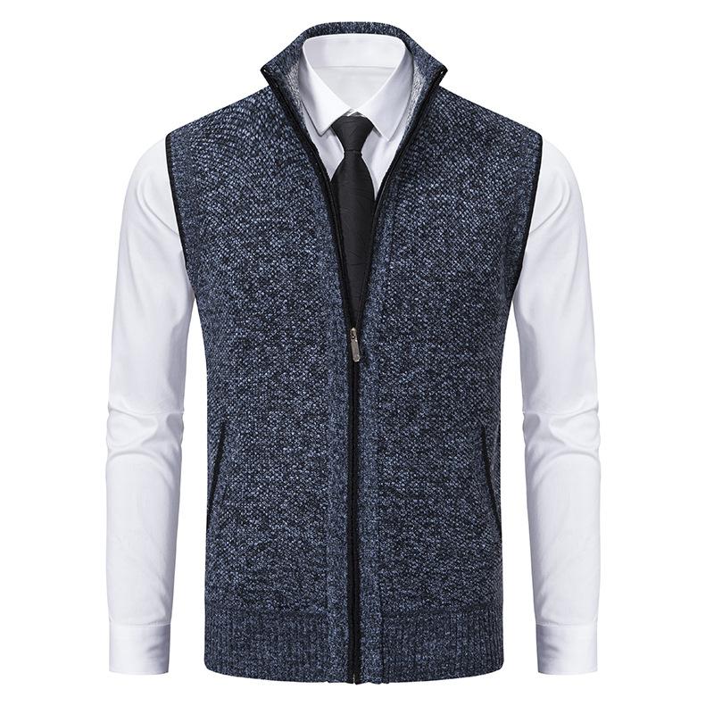 Sleeveless fleece vest with high neck zip front and pockets