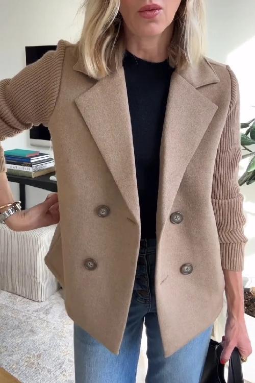 Women's structured blazer with notched lapels and ribbed long sleeves