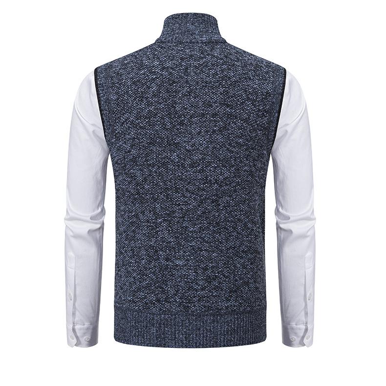 Sleeveless fleece vest with high neck zip front and pockets
