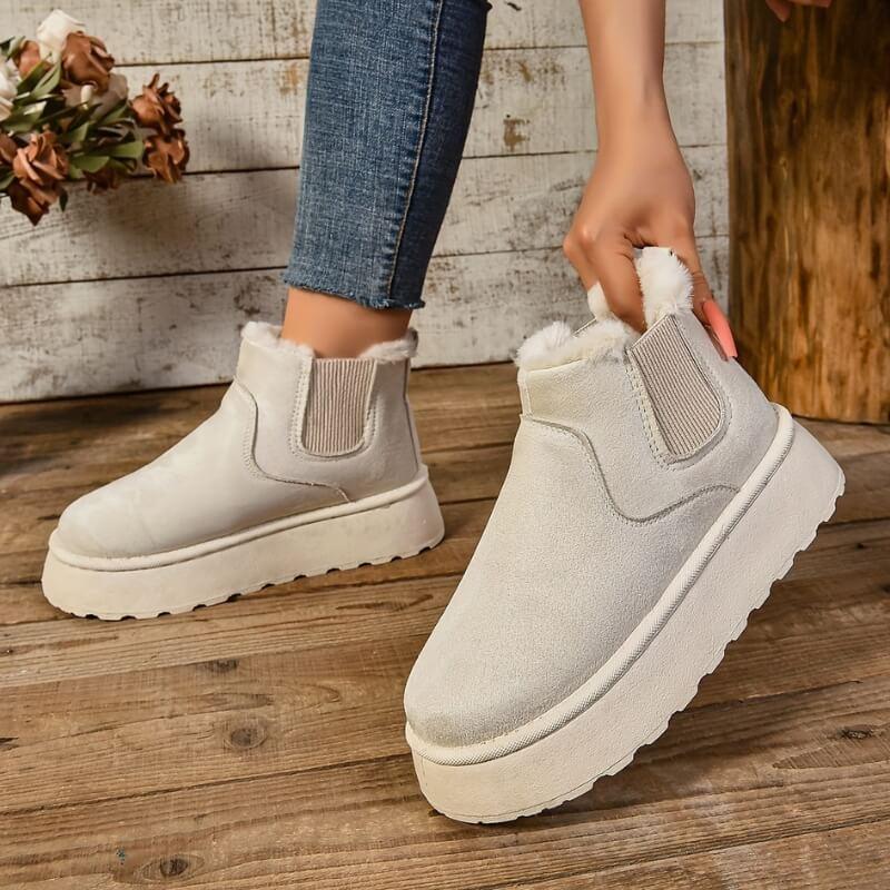 Women's Insulated Winter Boots in Cream - View 2 | Bellmere